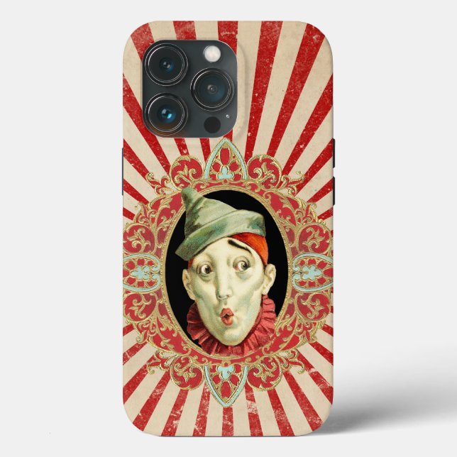 Vintage Circus Clown with Red Distressed Stripes Case-Mate iPhone Case (Back)