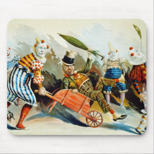 Vintage Circus Clowns Art Mouse Pad