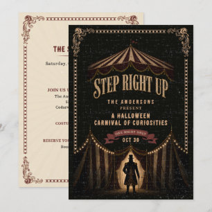 Vintage Circus Dark Carnival Theme Halloween Party Invitation