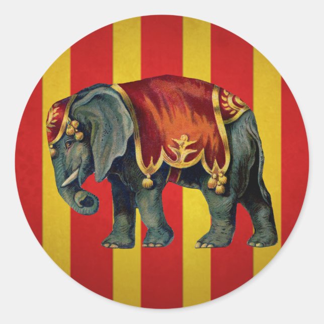 vintage circus elephant classic round sticker (Front)