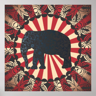 Vintage Circus Elephant Free Mandarin Poster