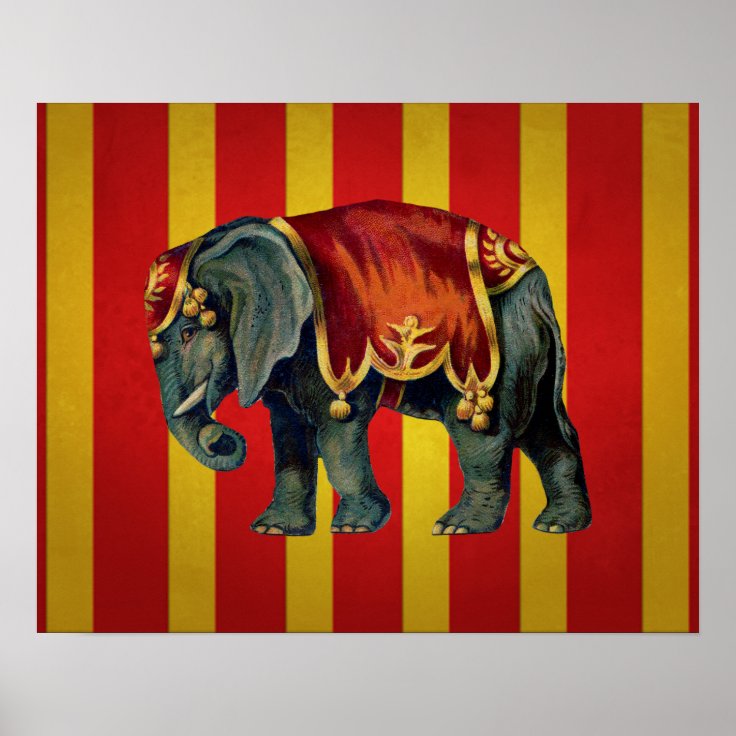 vintage circus elephant poster