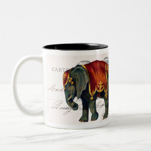 Vintage Circus Elephant Two-Tone Coffee Mug
