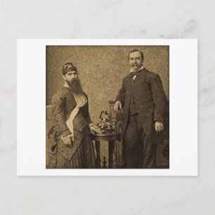 Vintage Circus Freak Bearded Lady Postcard