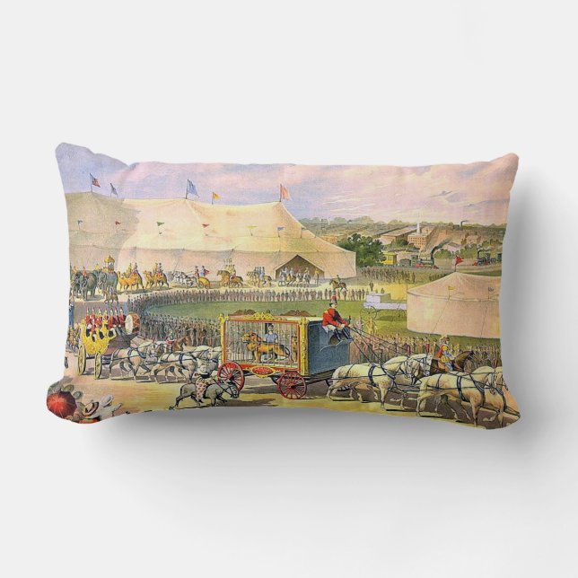 Vintage Circus Grounds Lumbar Pillow (Front)