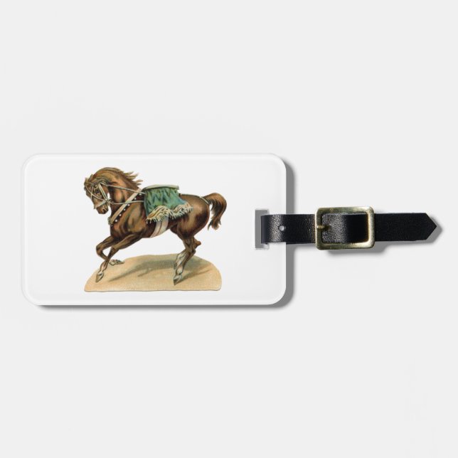 Vintage Circus Horse Luggage Tag (Front Horizontal)