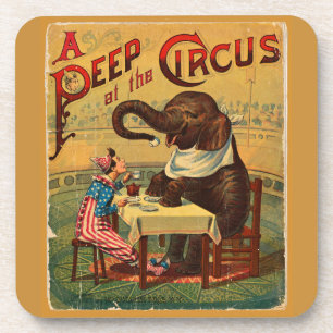 Vintage Circus Illustration Art Old Antique Coaster