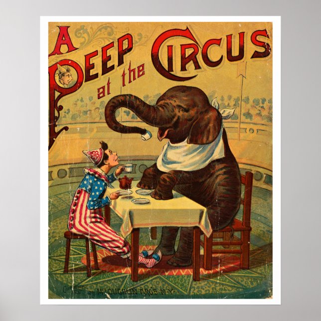 Vintage Circus Illustration Art Old Antique Poster (Front)
