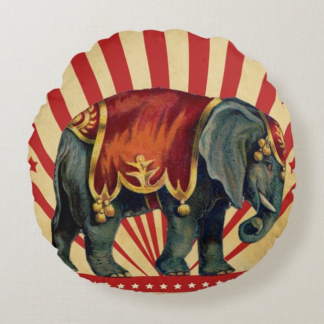 Vintage Circus Illustration Art Old Antique  Round Pillow (Front)