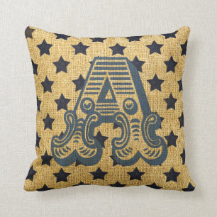 Vintage Circus Letter A Throw Pillow