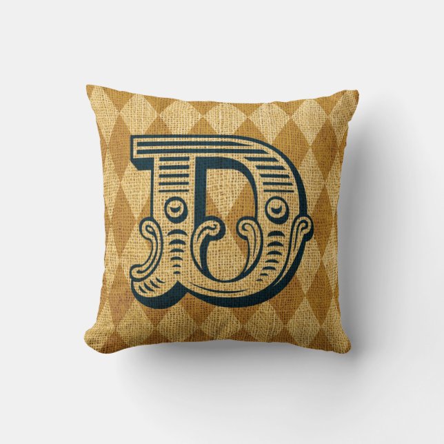Vintage Circus Letter D Throw Pillow (Front)