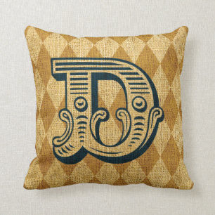 Vintage Circus Letter D Throw Pillow