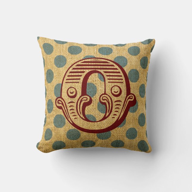 Vintage Circus Letter O Throw Pillow (Front)