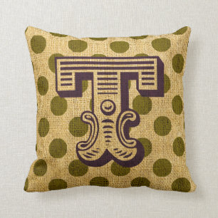 Vintage Circus Letter T Throw Pillow