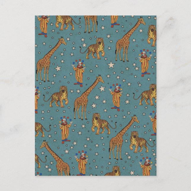 Vintage Circus Pattern Invitation Postcard (Front)