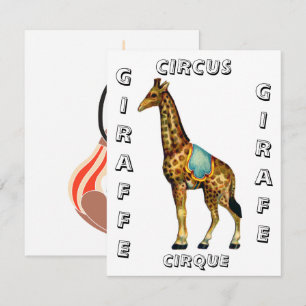 Vintage circus performing giraffe card