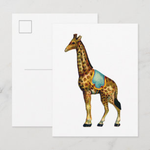 Vintage circus performing giraffe postcard