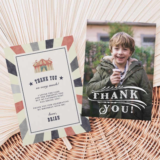 Vintage Circus | Photo Thank You Card (Creator Uploaded)