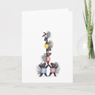 Vintage circus porcupine acrobats card