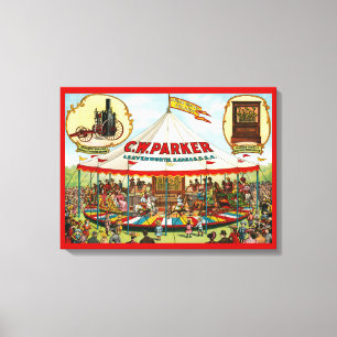 Vintage Circus Poster. C.W. Parker. Canvas Print