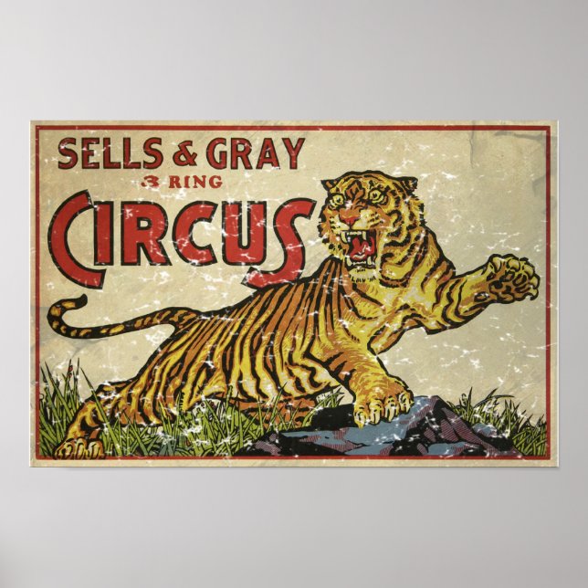 Vintage Circus Poster - circa 1930 - distressed (Front)