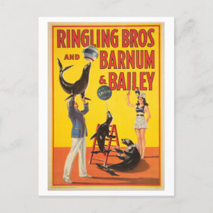 Vintage Circus Poster for Ringling, Barnum, Bailey Postcard