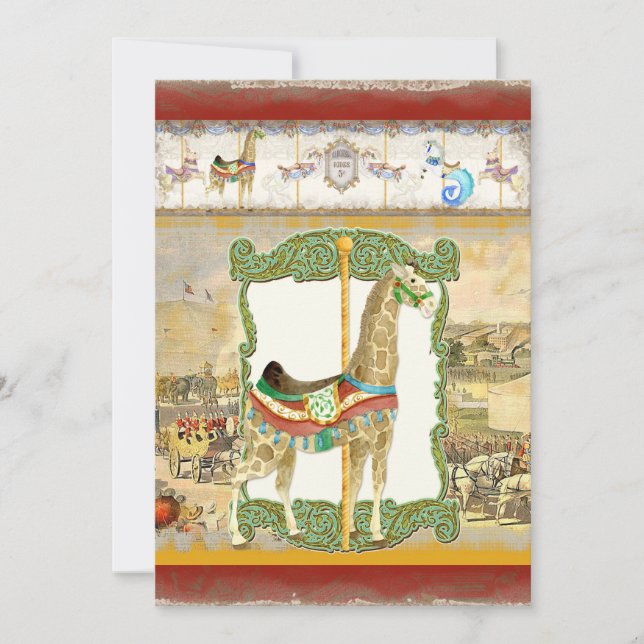 Vintage Circus Poster, Giraffe Baby Shower Invitation (Front)
