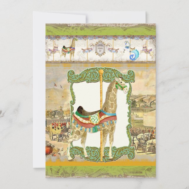 Vintage Circus Poster, Giraffe Baby Shower Invitation (Front)
