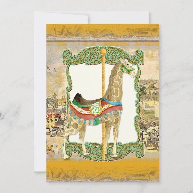 Vintage Circus Poster, Giraffe Baby Shower Invitation (Front)