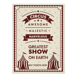 Vintage Circus Poster – Majestic Tents and Stars