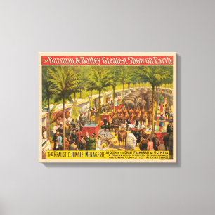 Vintage Circus Poster Of Animals And Performers Canvas Print