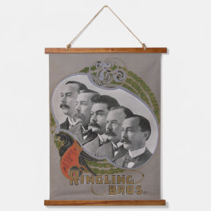 Vintage Circus Poster Of The Five Brothers Hanging Tapestry