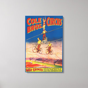 Vintage Circus Poster Showing High Wire Acrobats Canvas Print