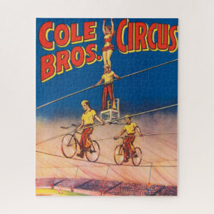 Vintage Circus Poster Showing High Wire Acrobats Jigsaw Puzzle