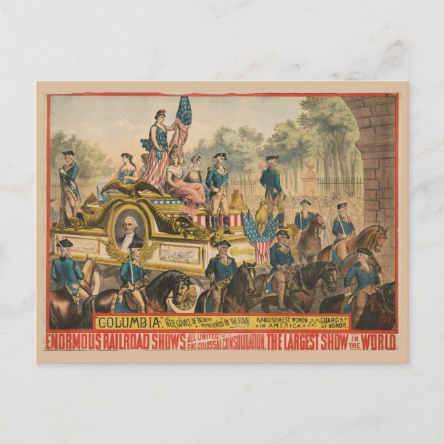 Vintage Circus Poster Showing Parade Float Postcard (Front)