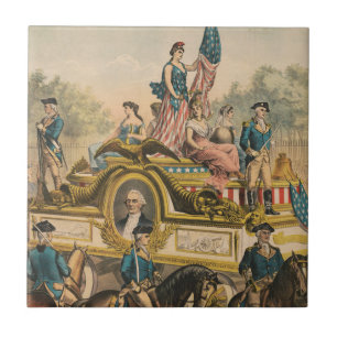 Vintage Circus Poster Showing Parade Float Tile