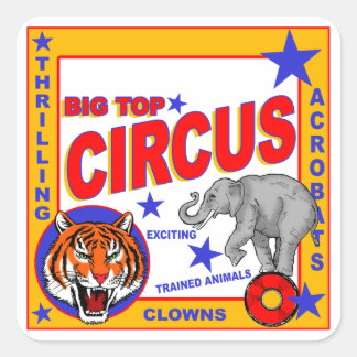 Vintage Circus Poster Square Sticker