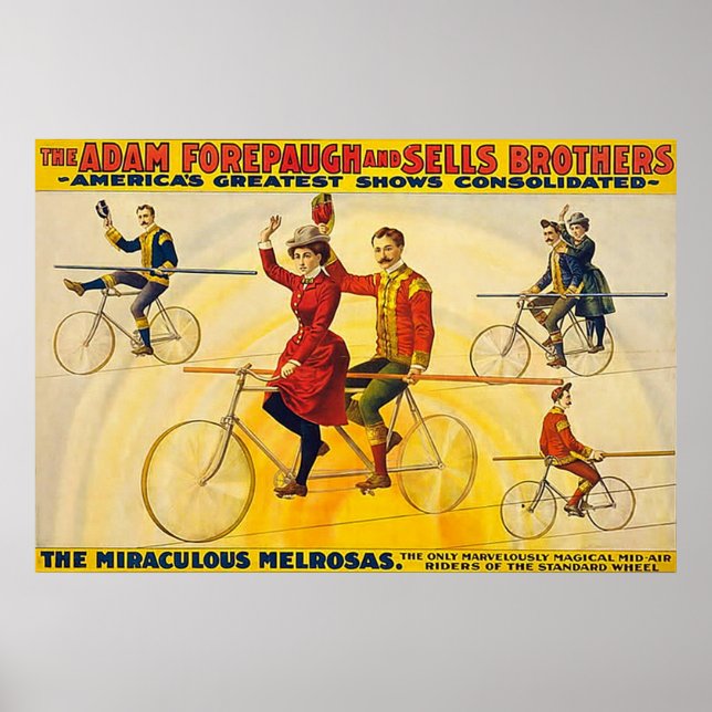 Vintage Circus Poster The Miraculous Melrosas. (Front)