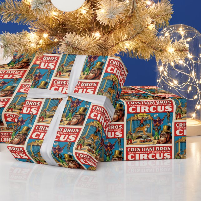 Vintage Circus Poster Wrapping Paper Retro  (Holidays)