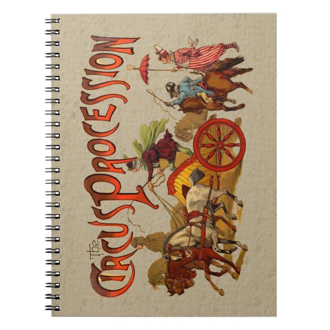 Vintage Circus Procession Clowns and Horses Notebook (Front)