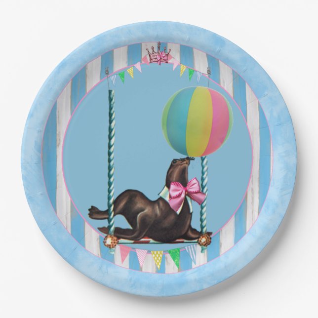 Vintage Circus Seal Party Plate (Front)