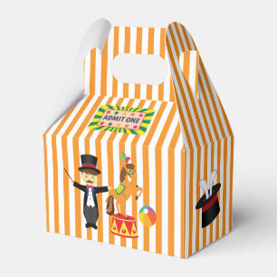 Vintage Circus Show on Orange/White Striped Favor Box