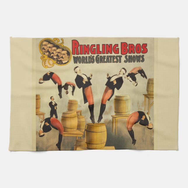 Vintage Circus Sideshow Poster Kitchen Towel (Horizontal)