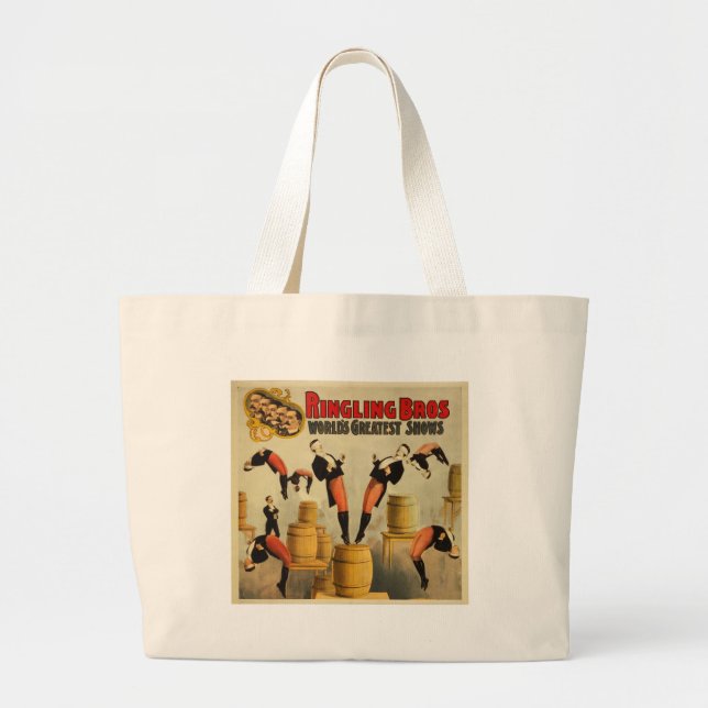 Vintage Circus Sideshow Poster Large Tote Bag (Front)