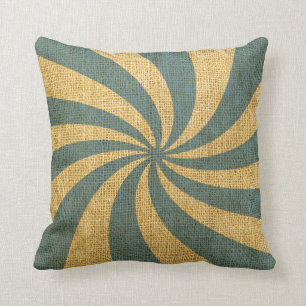 Vintage Circus Spiral Blue Throw Pillow