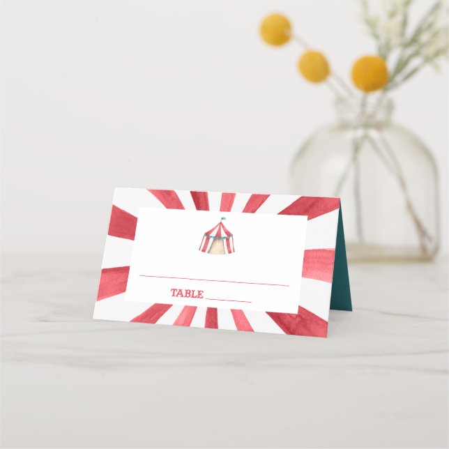Vintage Circus Tent Birthday Party Place Card (Front)