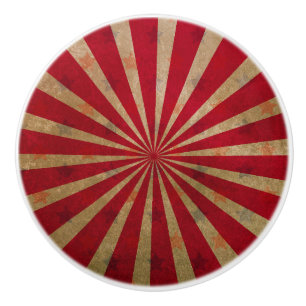 Vintage Circus Tent Stars Red Lines Carnival Ceramic Knob