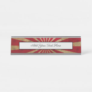 Vintage Circus Tent Stars Red Lines Carnival Desk Name Plate