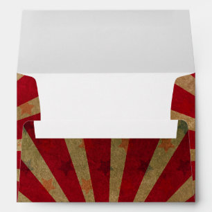 Vintage Circus Tent Stars Red Lines Carnival Envelope