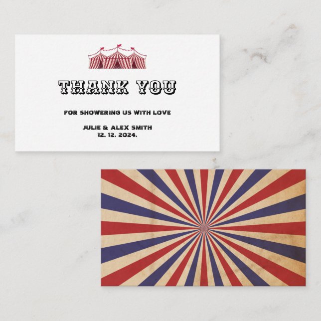 Vintage Circus Thank you Baby Shower  Enclosure Card (Front/Back)
